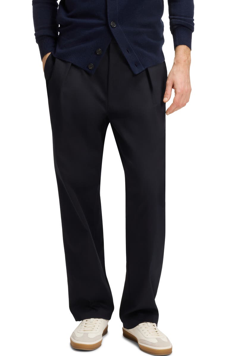 BOSS x Beckham Pleated Cotton Stretch Twill Dress Pants, Main, color, 