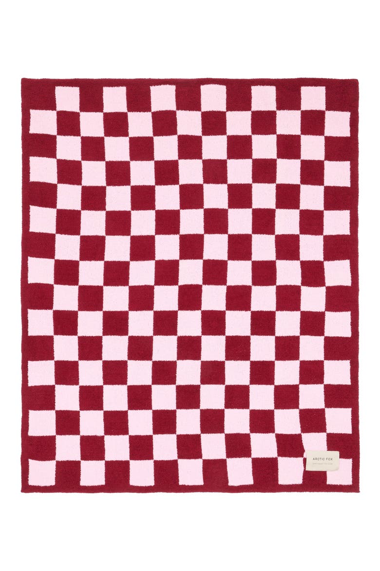 The Teddy Checkered Throw Blanket, Main, color, PINK CHECK