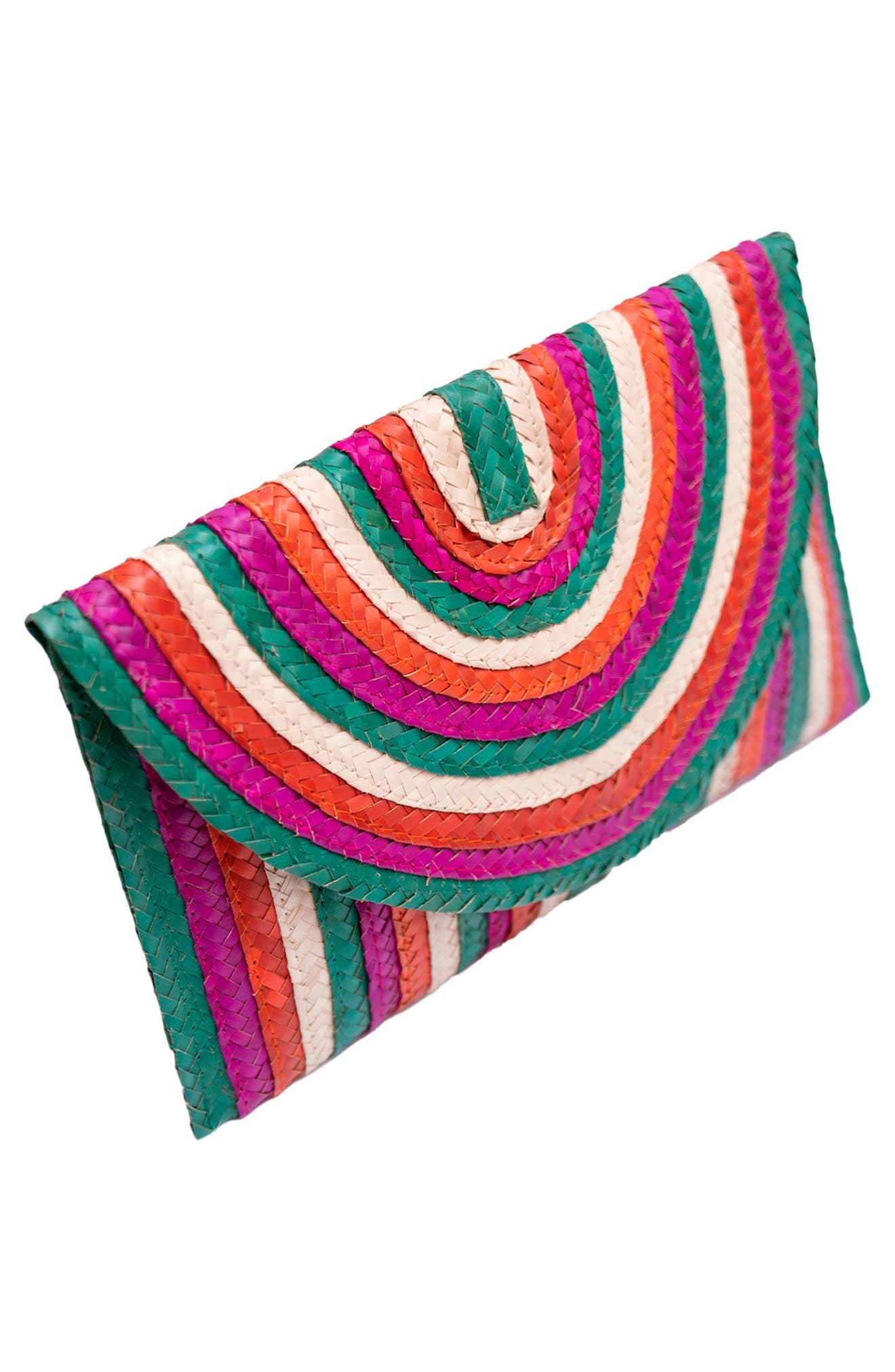 Jelavu Brooke Striped Raffia Clutch, Alternate, color, Green Multi