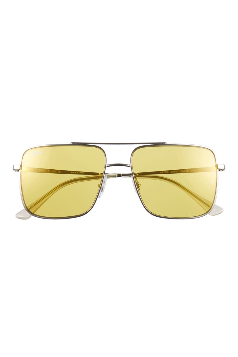 56mm Square Sunglasses, Main, color, SILVER