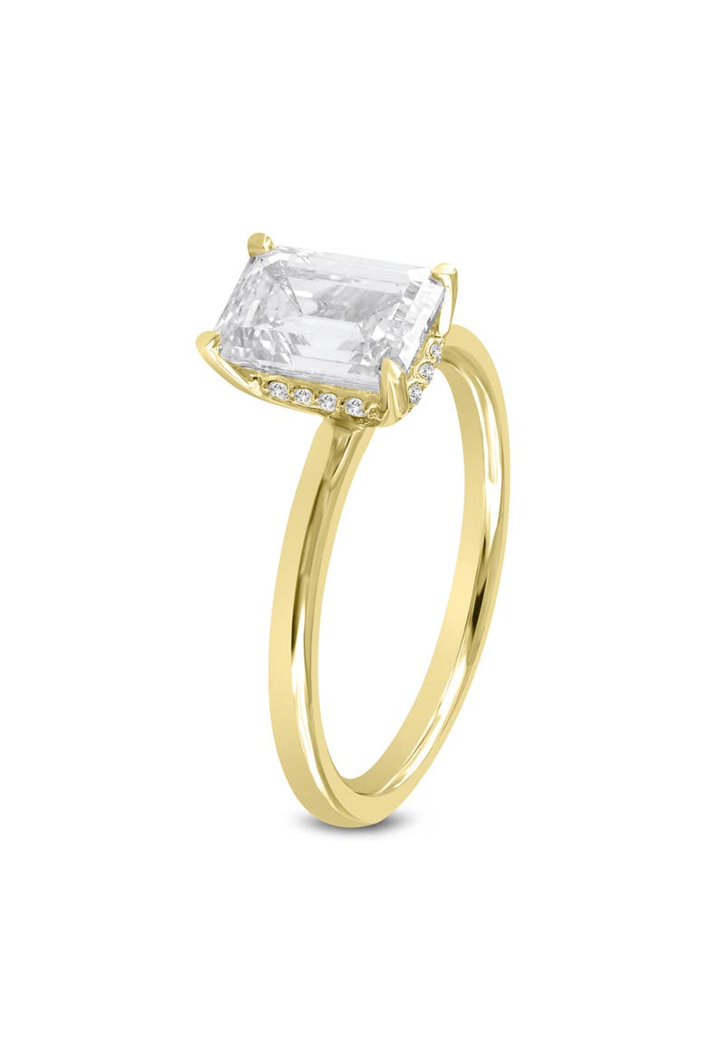 Delphine 14K Yellow Gold Emerald Cut Lab Grown Diamond Hidden Halo Engagement Ring - 2.1 ct, Alternate, color, 14K Yellow Gold