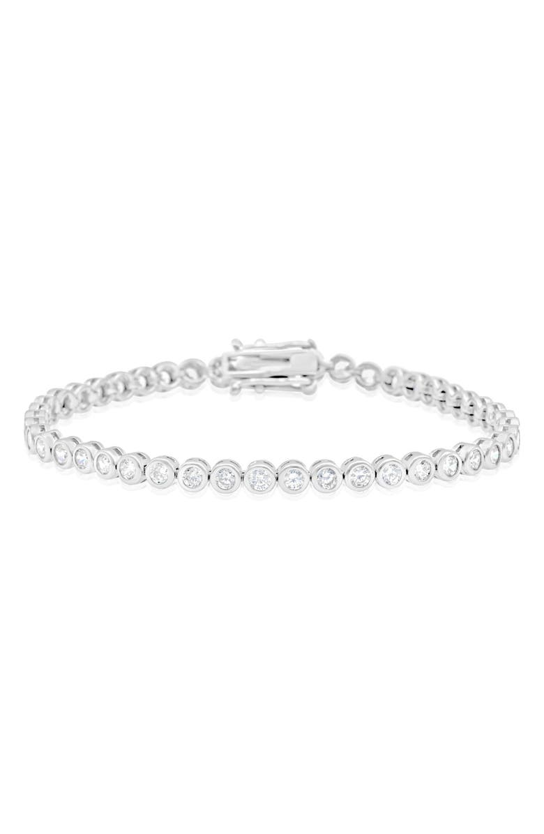 SHYMI Classic Bezel Tennis Bracelet, Main, color, Silver/ White