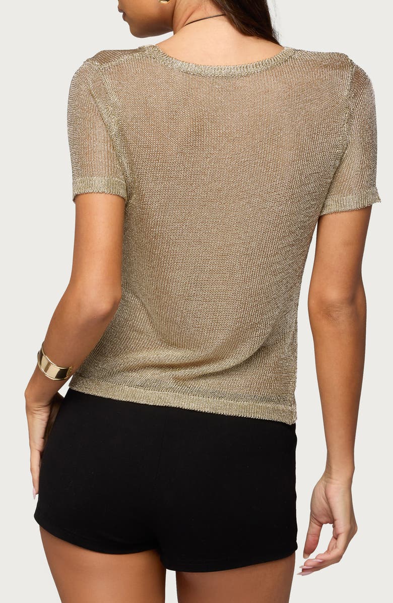 EDIKTED Luchia Metallic Knit Top, Alternate, color, Gold