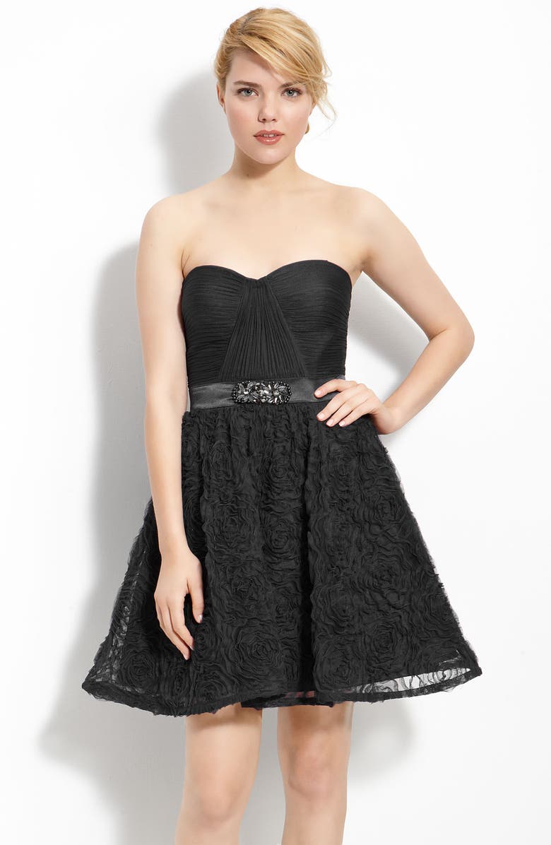 Adrianna Papell Strapless Tulle Dress, Main, color,