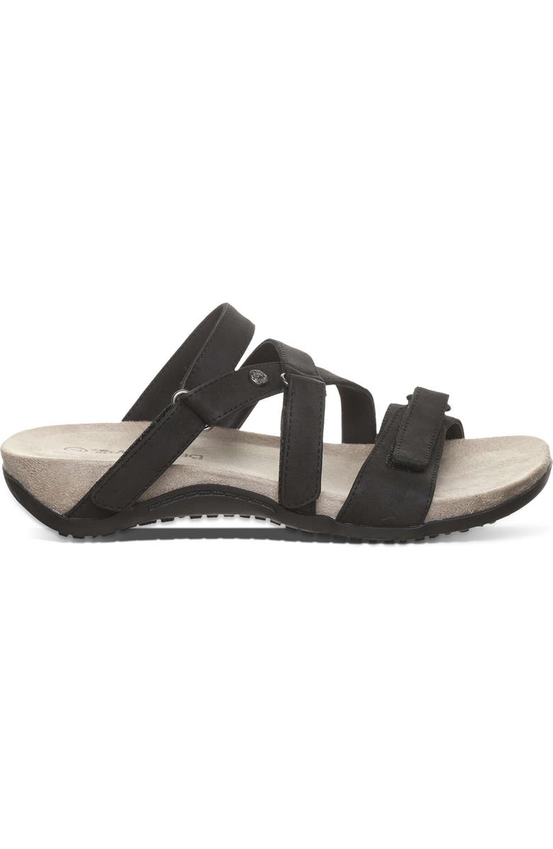 BEARPAW Acacia Faux Leather Slide Sandal, Alternate, color, Black