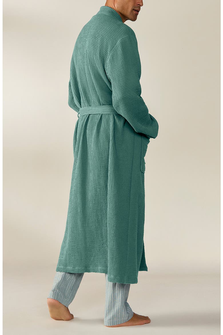Unisex Organic Cotton Waffle Robe, Alternate, color, SPRUCE