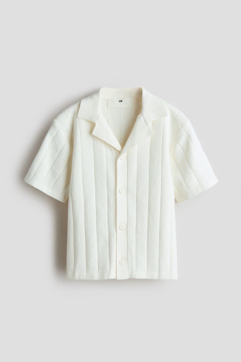 Fine-knit Cotton Resort Shirt, Alternate, color, Ivory