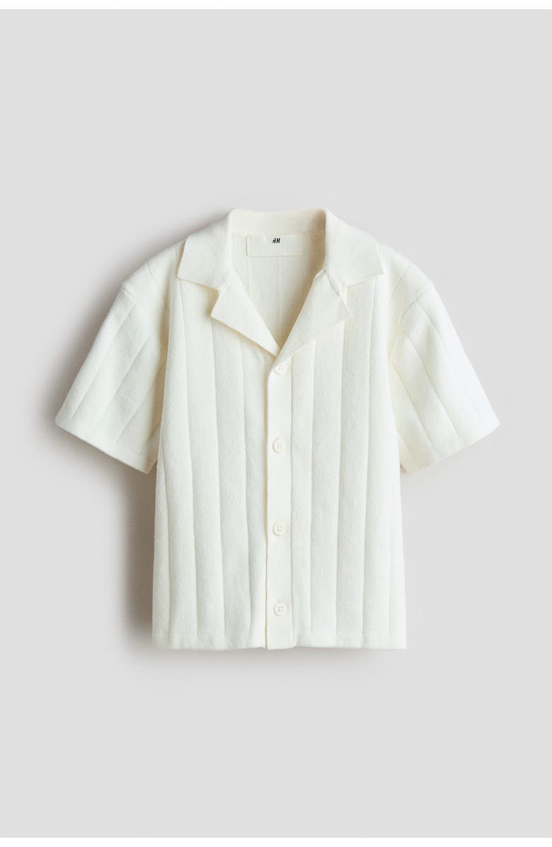 H&M Fine-knit Cotton Resort Shirt, Main, color, Ivory