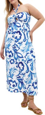 City Chic Peta Serene Print Halter Neck Maxi Dress