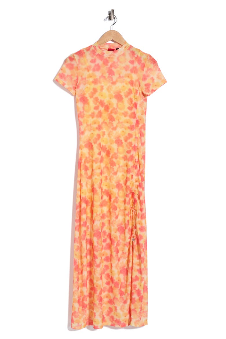 Nastoria Floral Mock Neck Mesh Dress, Alternate, color, YELLOW MULTI
