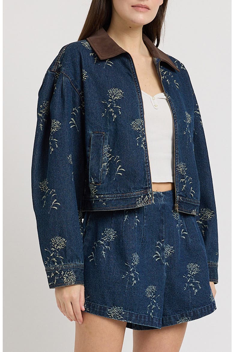 Paige Cropped Denim Jacket, Alternate, color, MEDIUM WASH DENIM