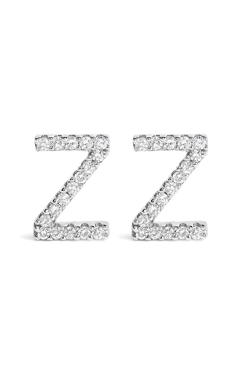Haus of Brilliance 10K Gold 1/10 Cttw Diamond Initial "A" to "Z" Stud Earring, Main, color, White Gold | Z