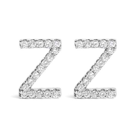 10K Gold 1/10 Cttw Diamond Initial "A" to "Z" Stud Earring