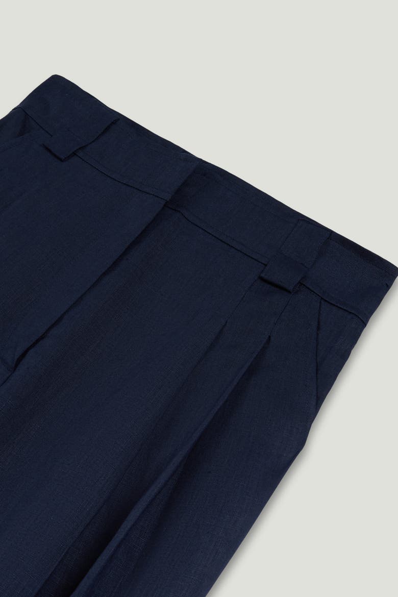 Pleat Front Tapered Trousers, Alternate, color, Navy