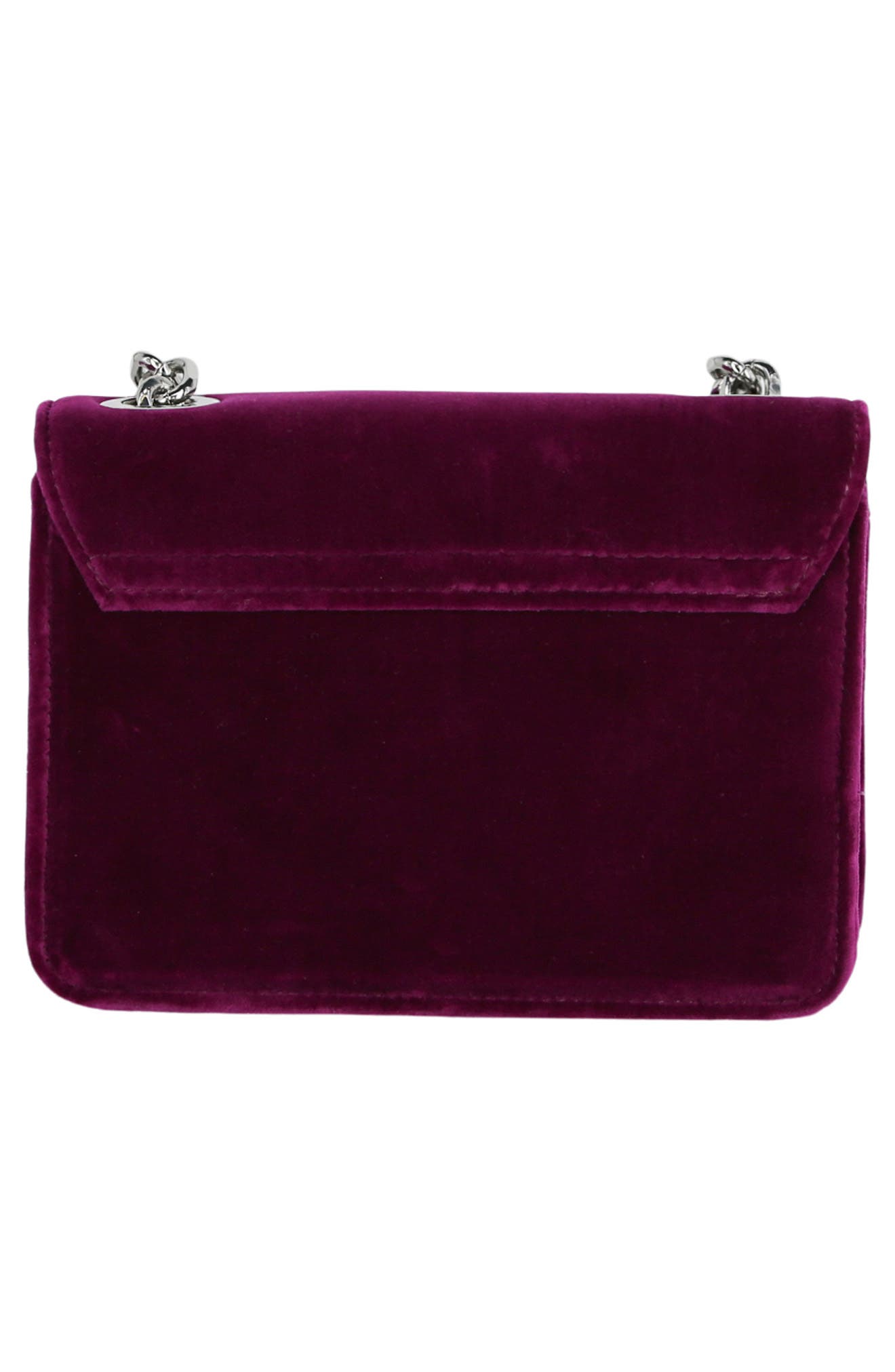 Moschino Crystal Logo Velvet Crossbody Bag, Alternate, color, 