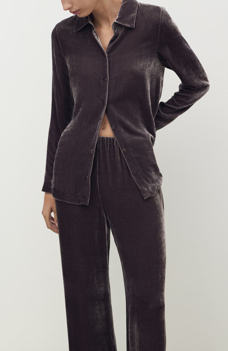 MANGO Velvet Lounge Pants, Alternate, color, Blackberry