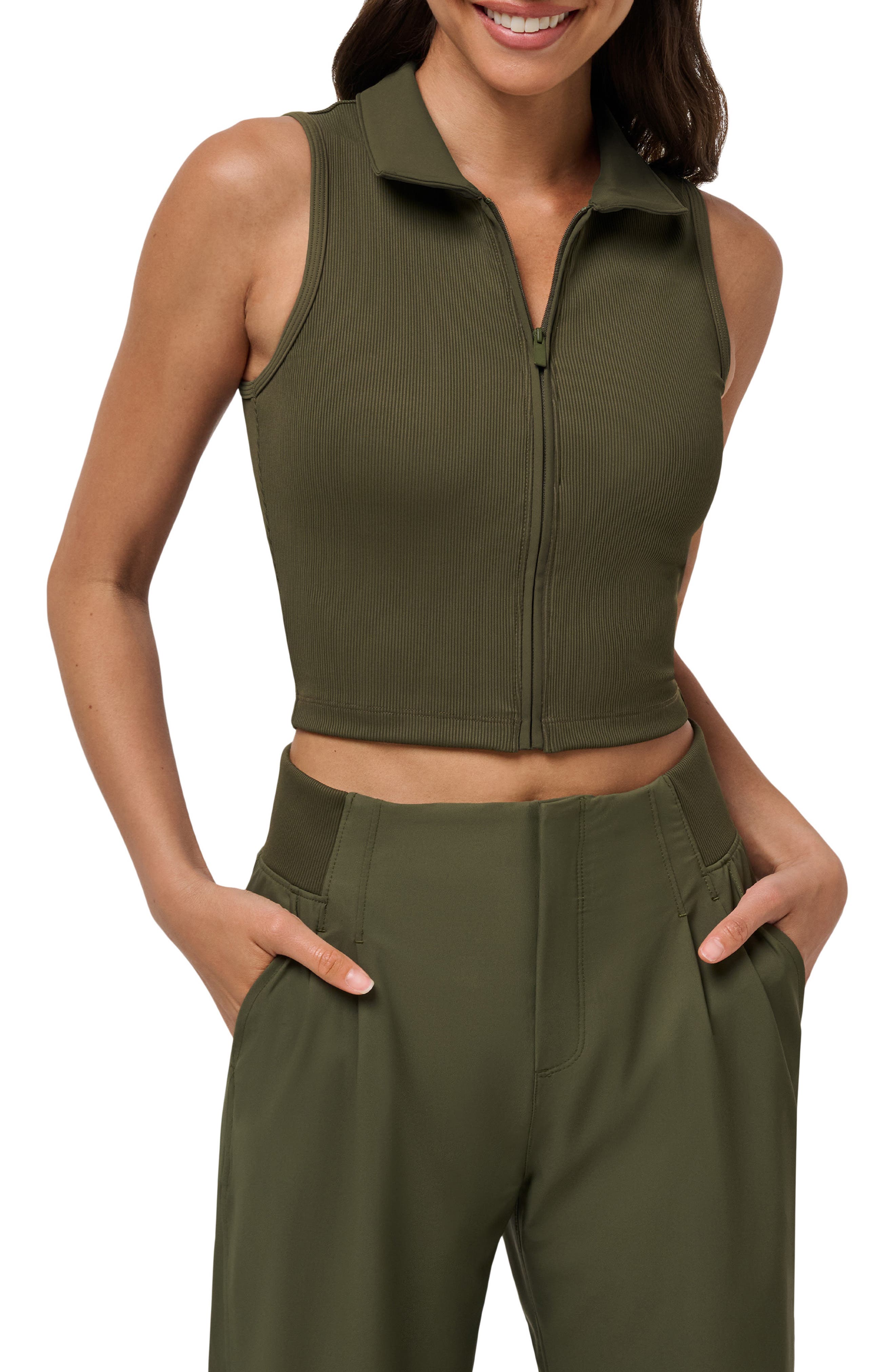 Midline Zip Polo Tank
