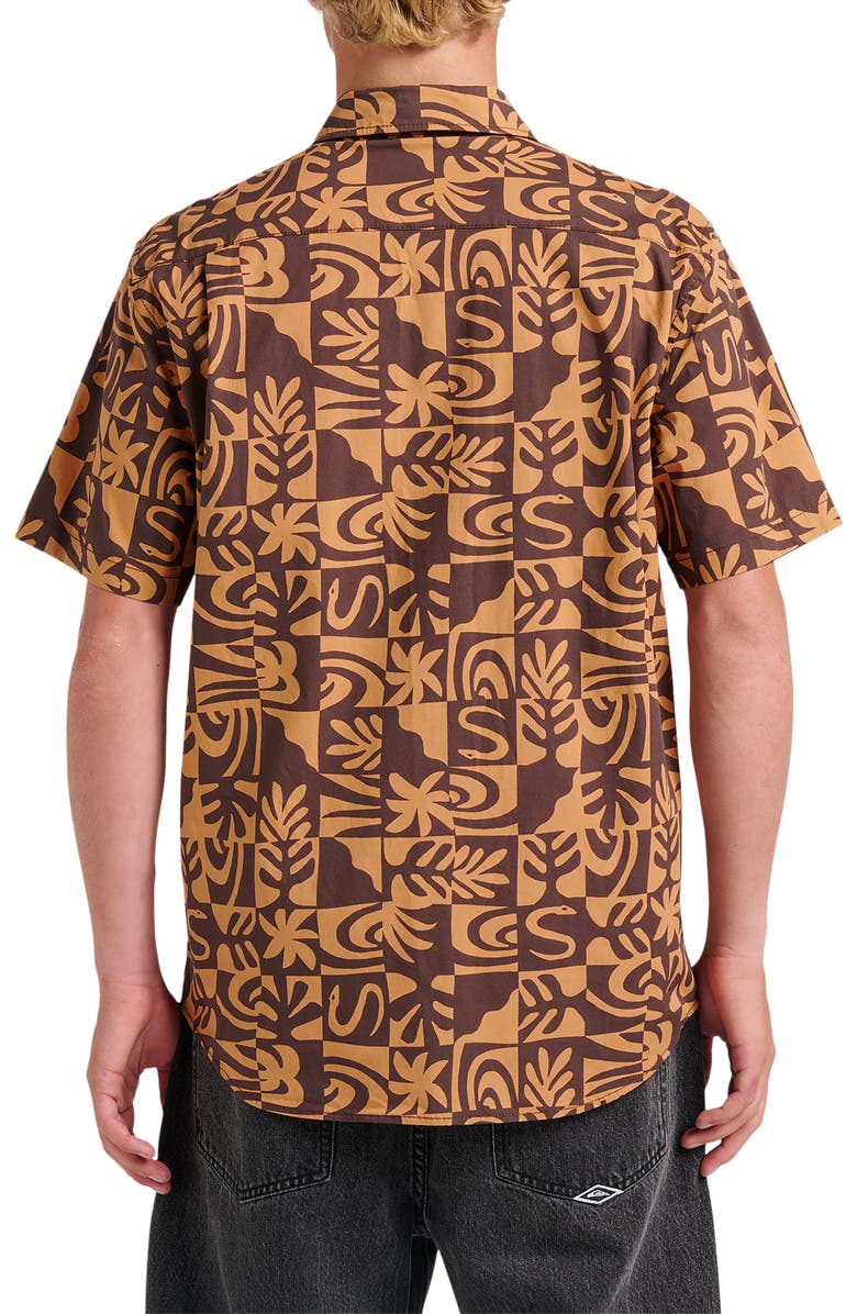 Quiksilver Terra Classic Abstract Print Short Sleeve Stretch Cotton Button-Up Shirt, Alternate, color,
