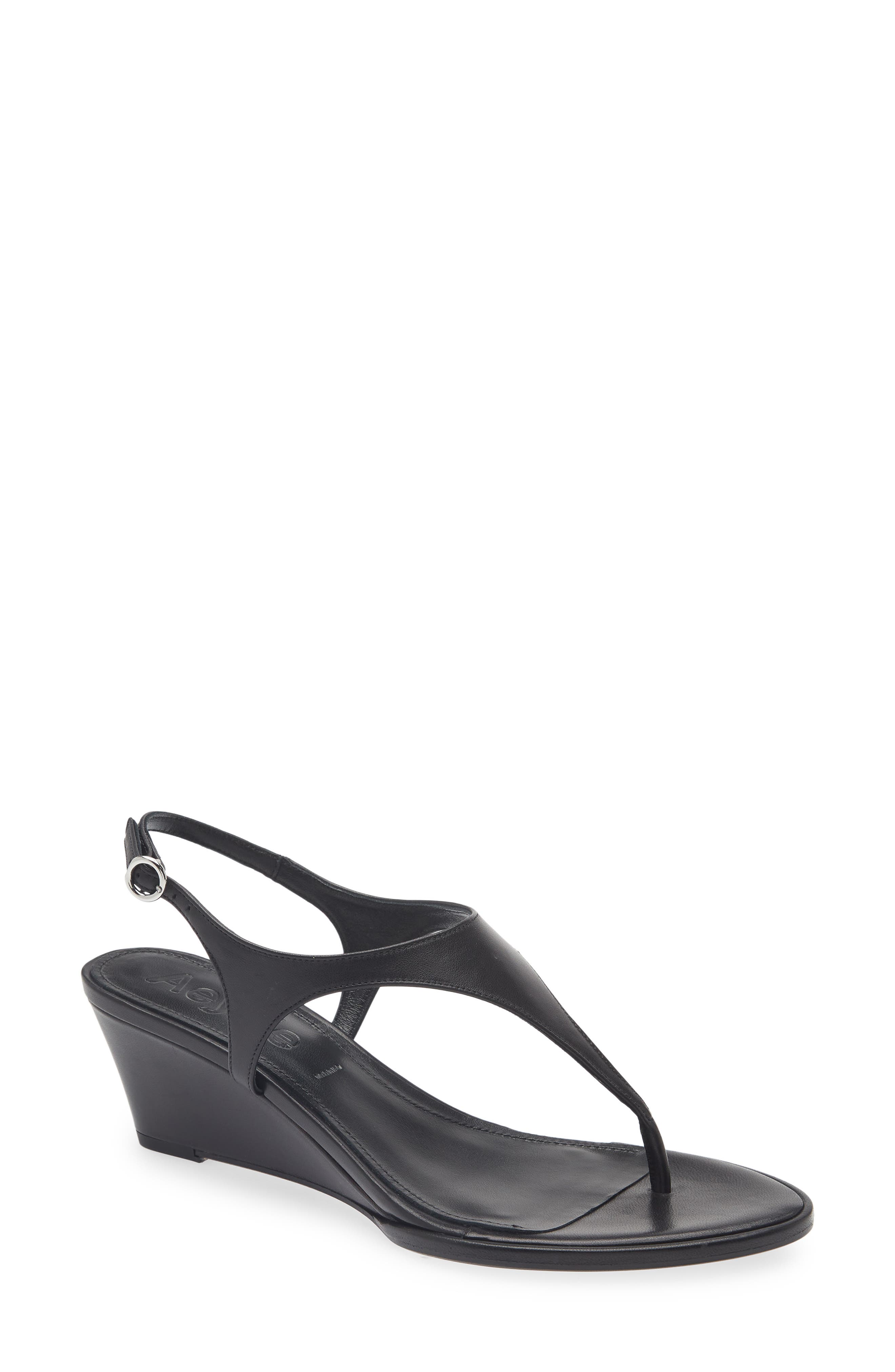 aeyde Roose Slingback Wedge Sandal, Main, color, Black