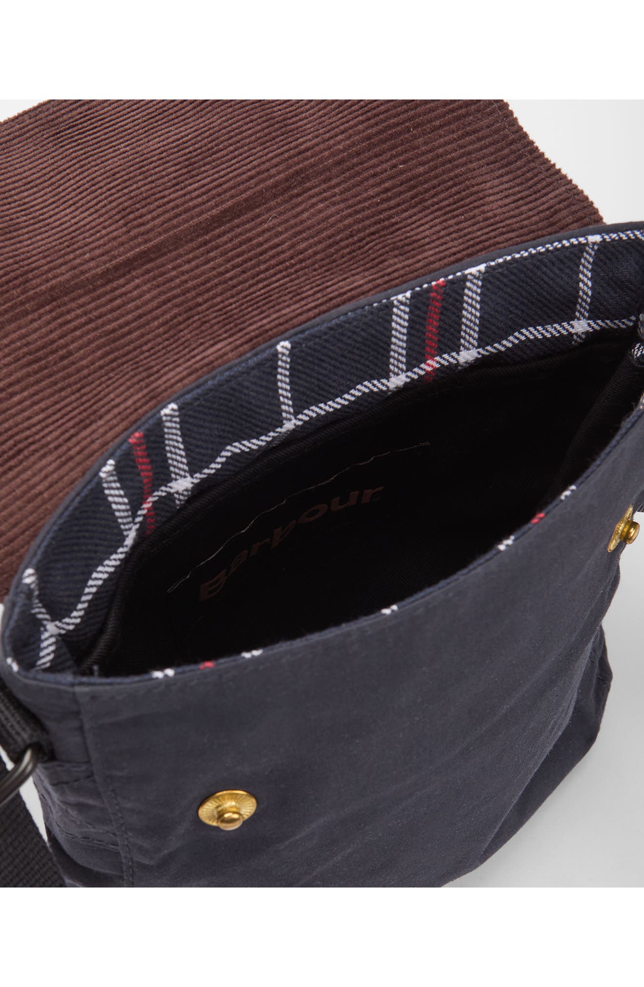 Barbour Transport Tartan Crossbody Bag, Alternate, color, Navy