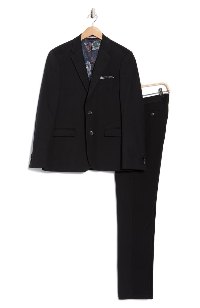 SOUL OF LONDON Solid Jersey Suit, Alternate, color, Black