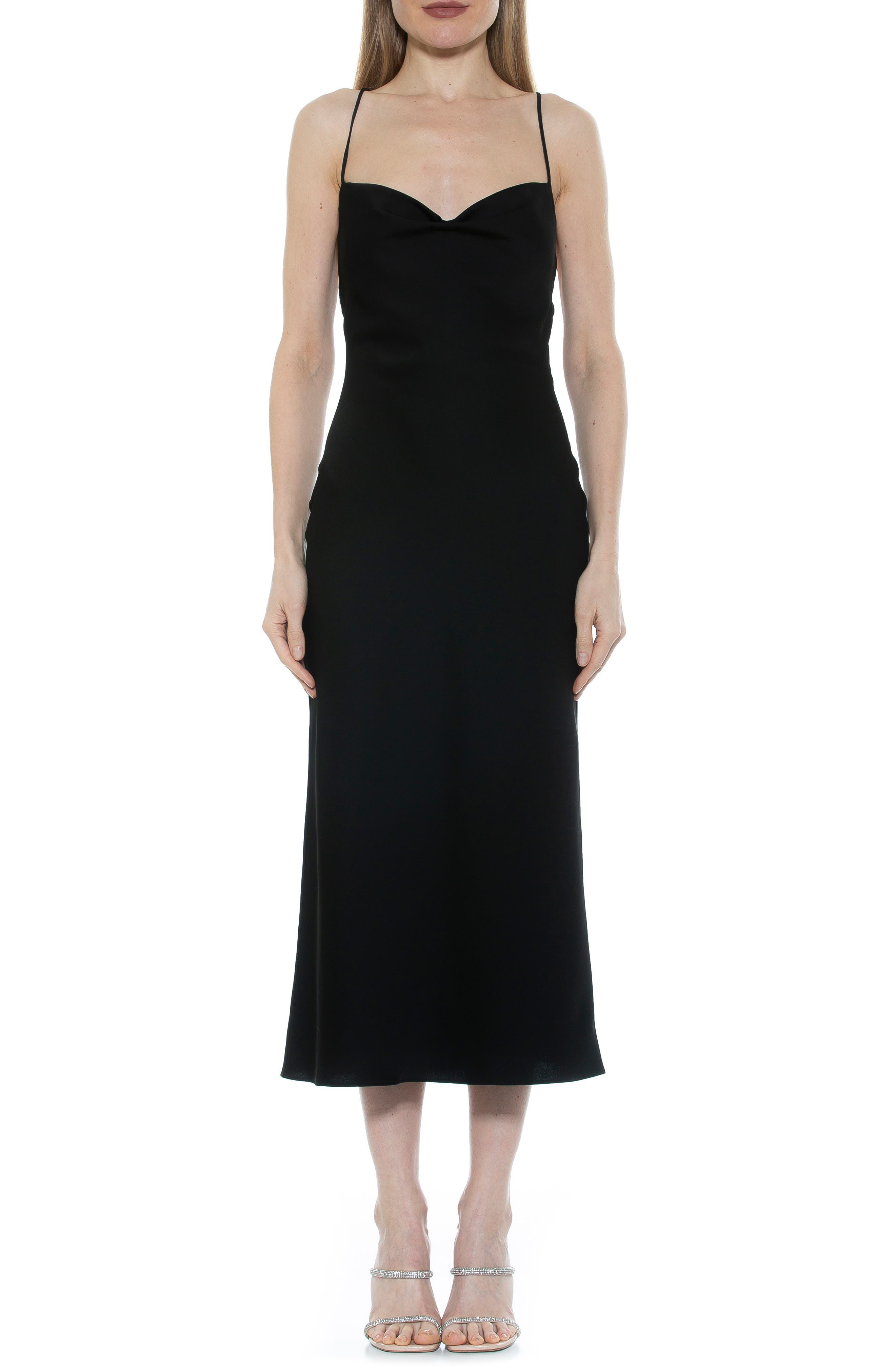 Alexia Admor Dionee Draped Cowl Neck Midi Dress