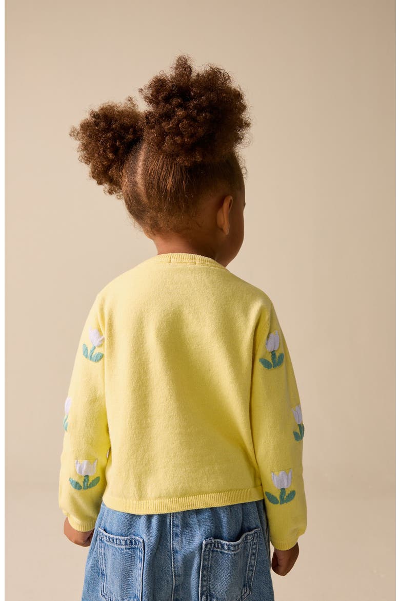 Kids' Tulip Embroidered Cardigan, Alternate, color, YELLOW