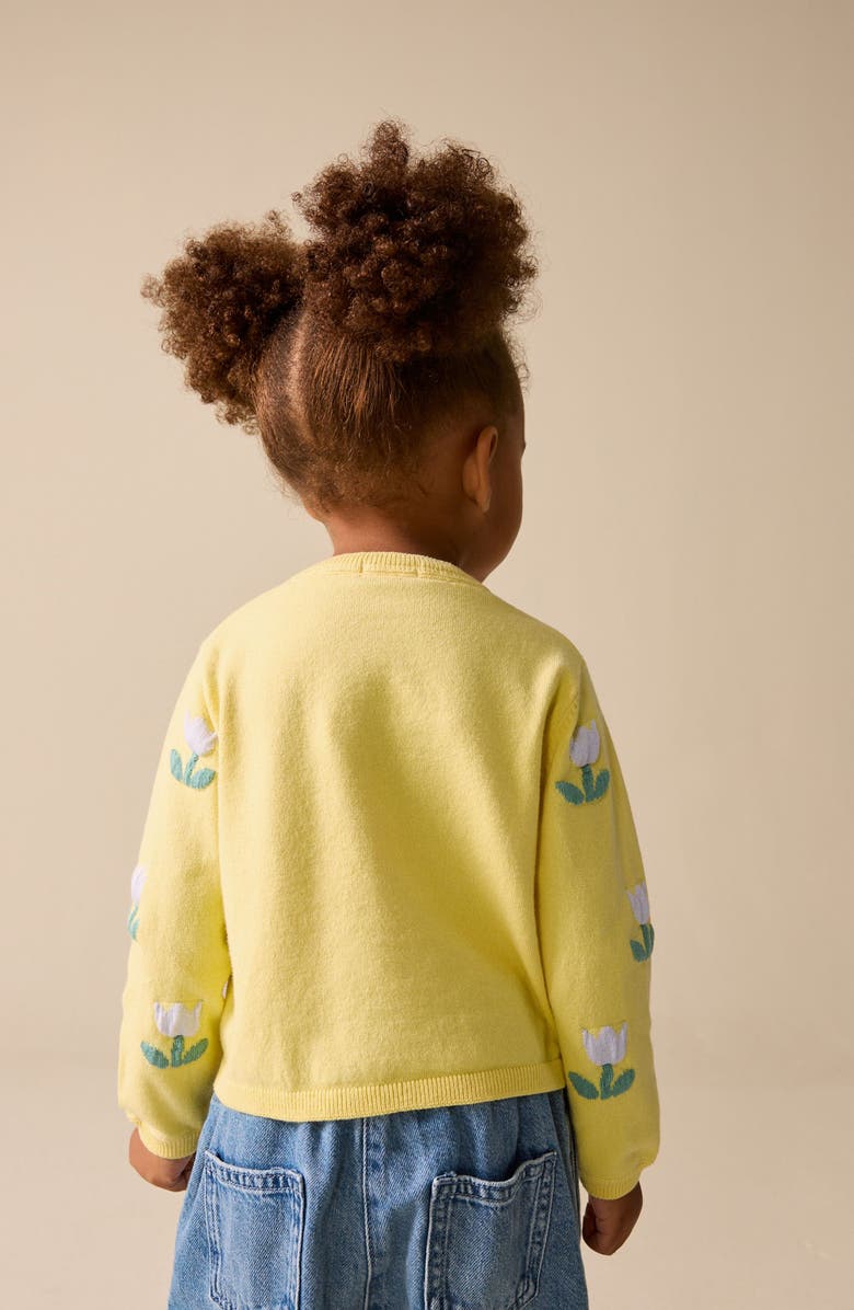 NEXT Kids' Tulip Embroidered Cardigan, Alternate, color, Yellow