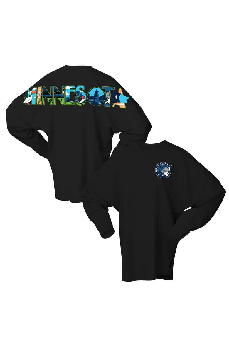 Women's Spirit Jersey Black Minnesota Lynx Oversized Preppy City Long Sleeve T-Shirt, Main, color, Black