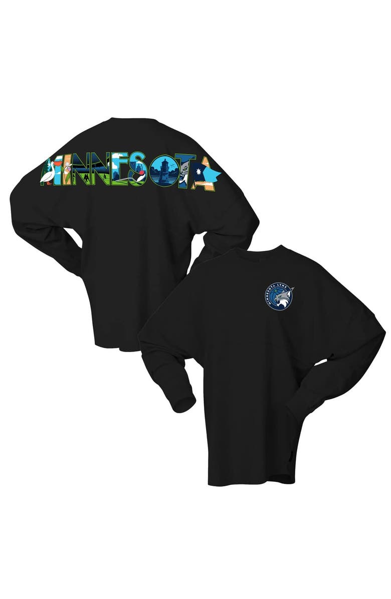 SPIRIT JERSEY Women's Spirit Jersey Black Minnesota Lynx Oversized Preppy City Long Sleeve T-Shirt, Main, color, Black