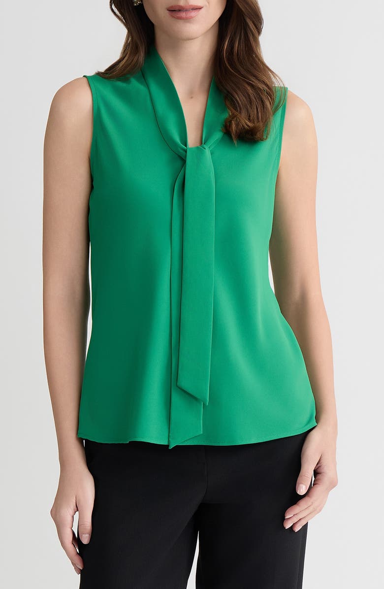 KASPER Sleeveless Tie Front Top, Main, color, Lush Green