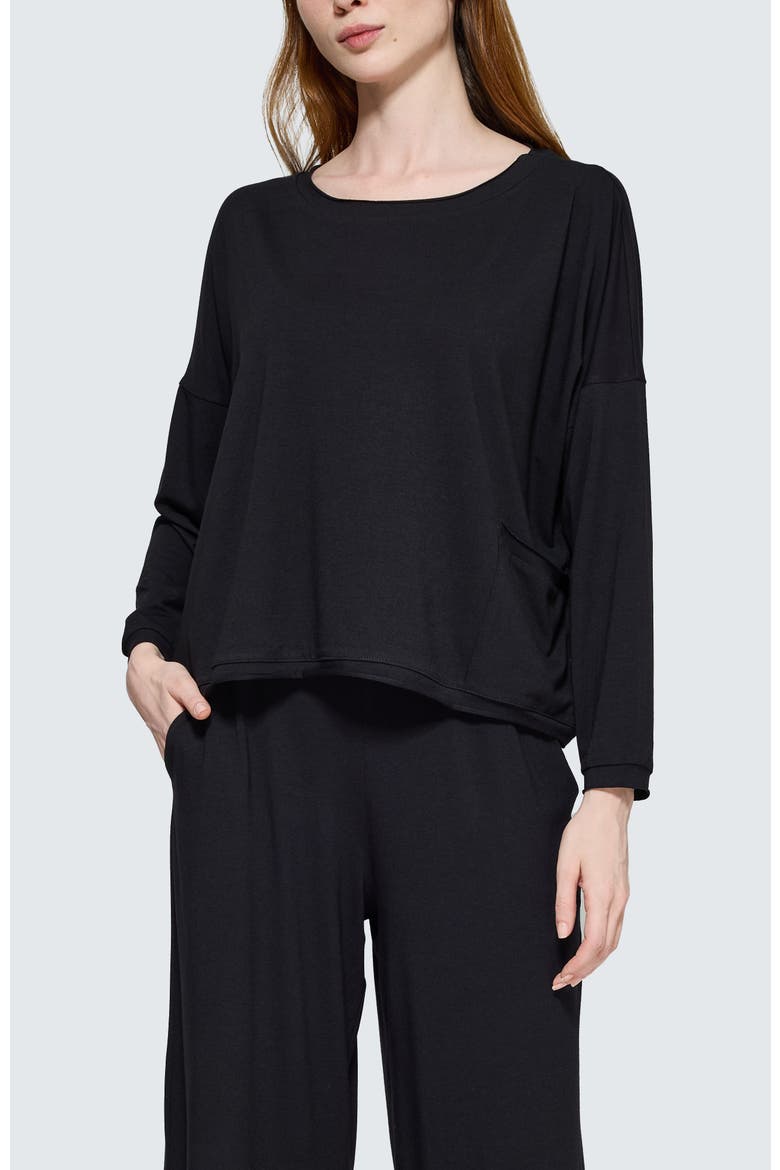 Lana Boxy Blouse, Alternate, color, Black