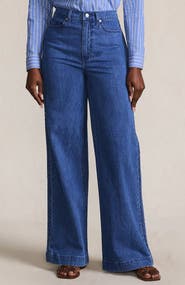 Lands' End Recover High Rise Wide Leg Blue Jeans