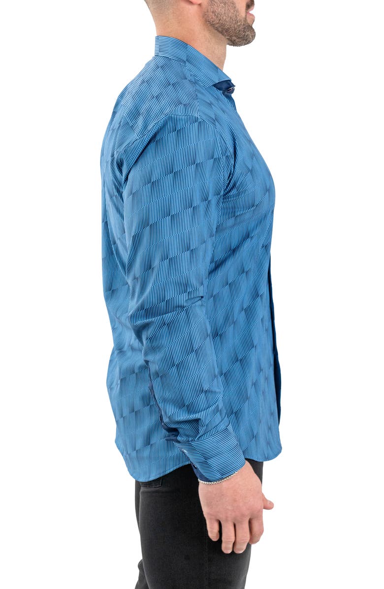 Maceoo Einstein Stretch Optical Button-Up Shirt, Alternate, color, Blue