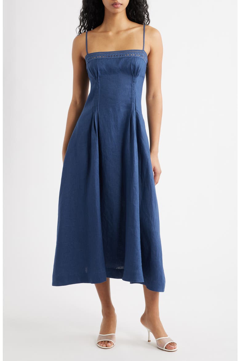 Pomona Sleeveless Linen Midi Dress, Main, color, MUTED NAVY