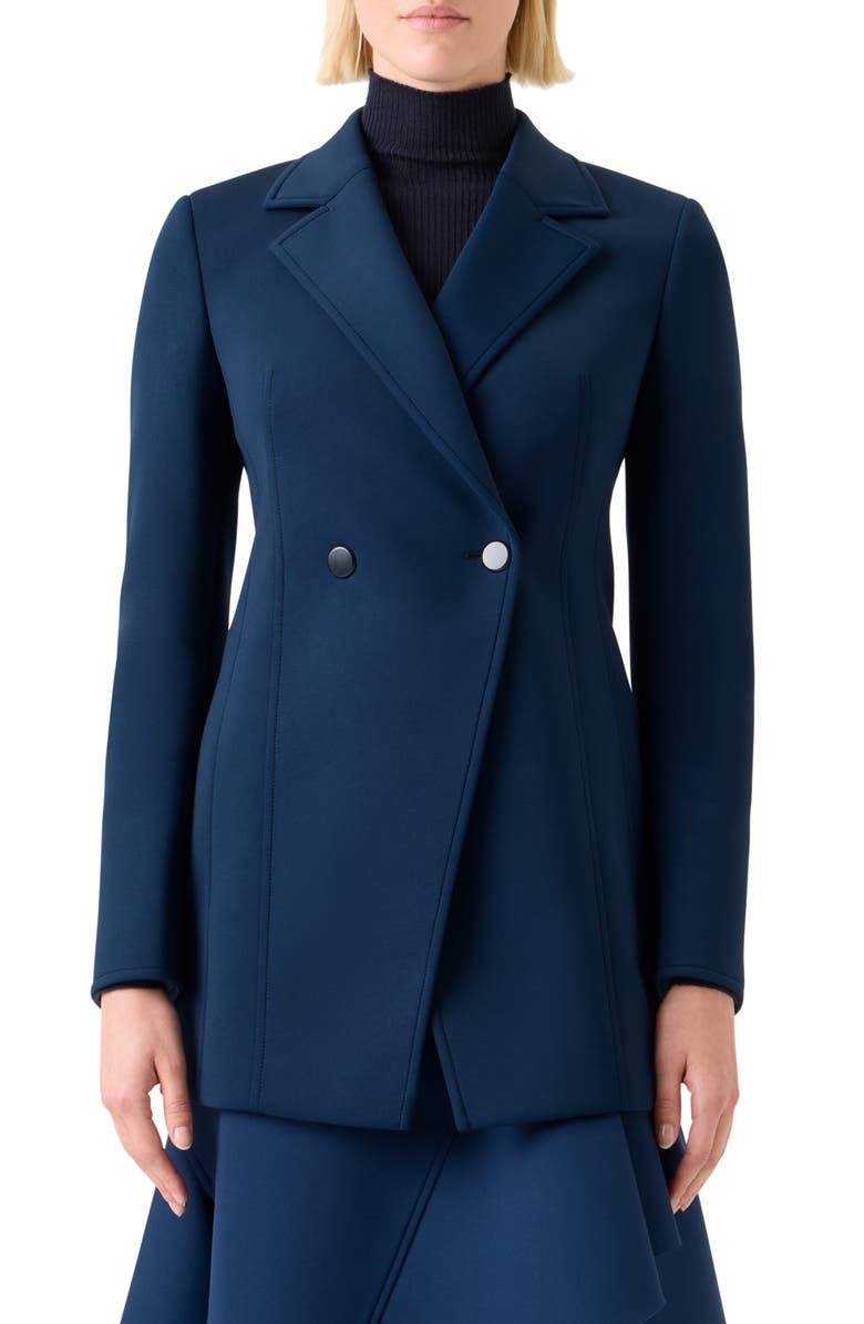 Akris Duska Techno Neoprene Jacket, Main, color, Denim Blue