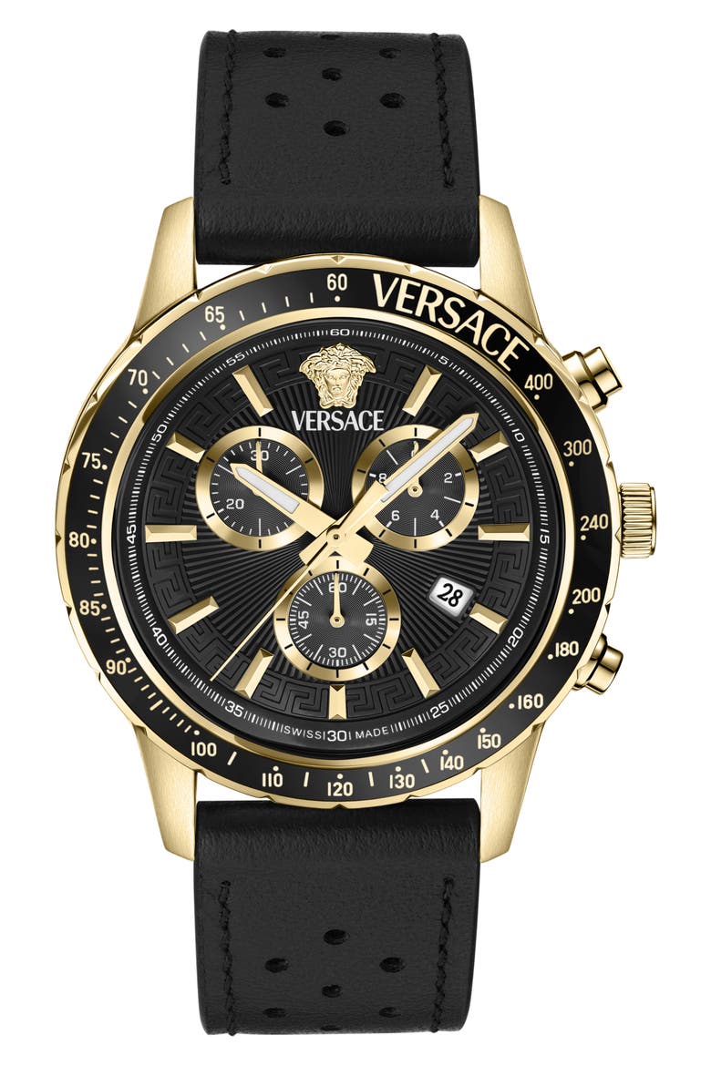Sport Chronograph Silicone Strap Watch, 44mm, Main, color, BLACK/ GOLD
