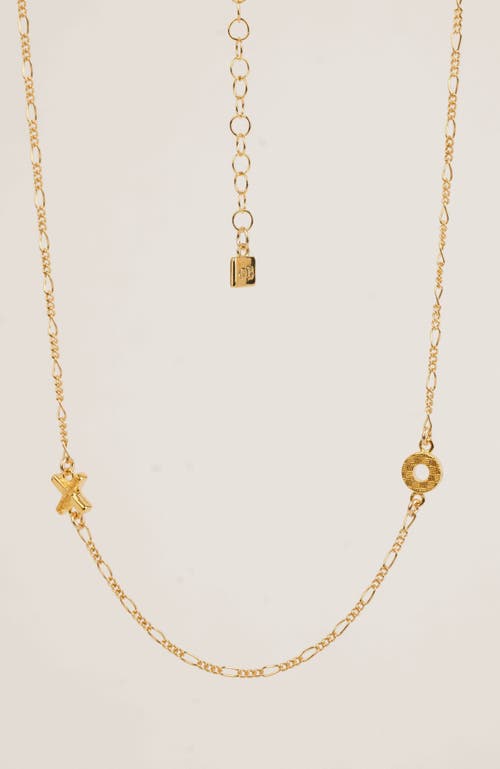 Gwen Beloti Xo Woven Double Charm Necklace In Gold