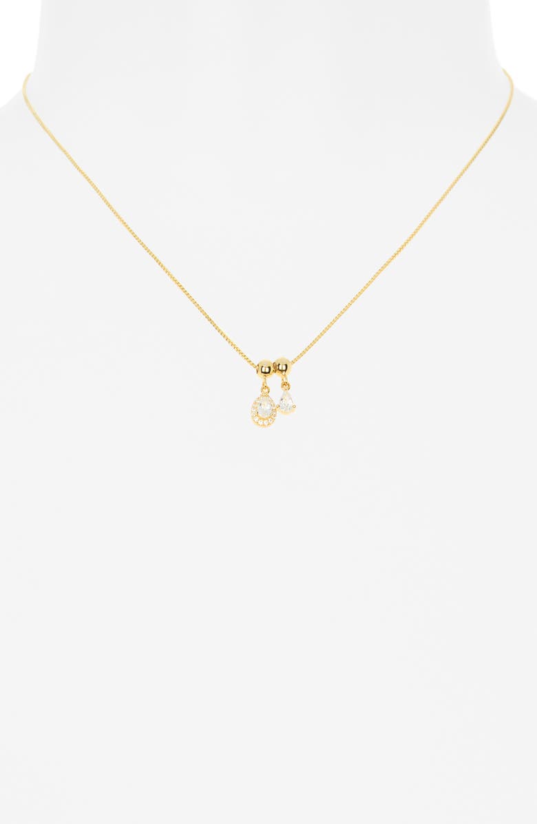 Argento Vivo Sterling Silver Double Cubic Zirconia Teardrop Pendant Necklace, Alternate, color, Gold