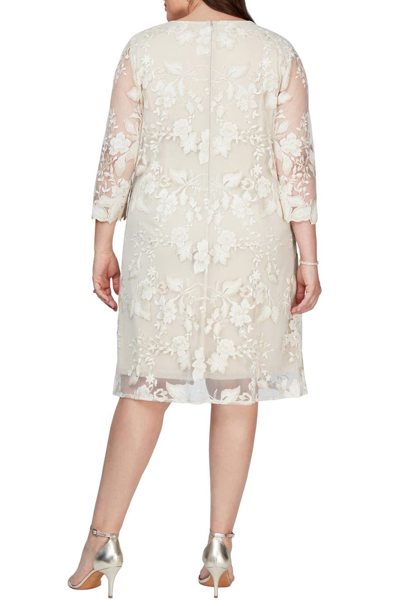 Alex Evenings Embroidered Mock Jacket Cocktail Dress, Alternate, color, 