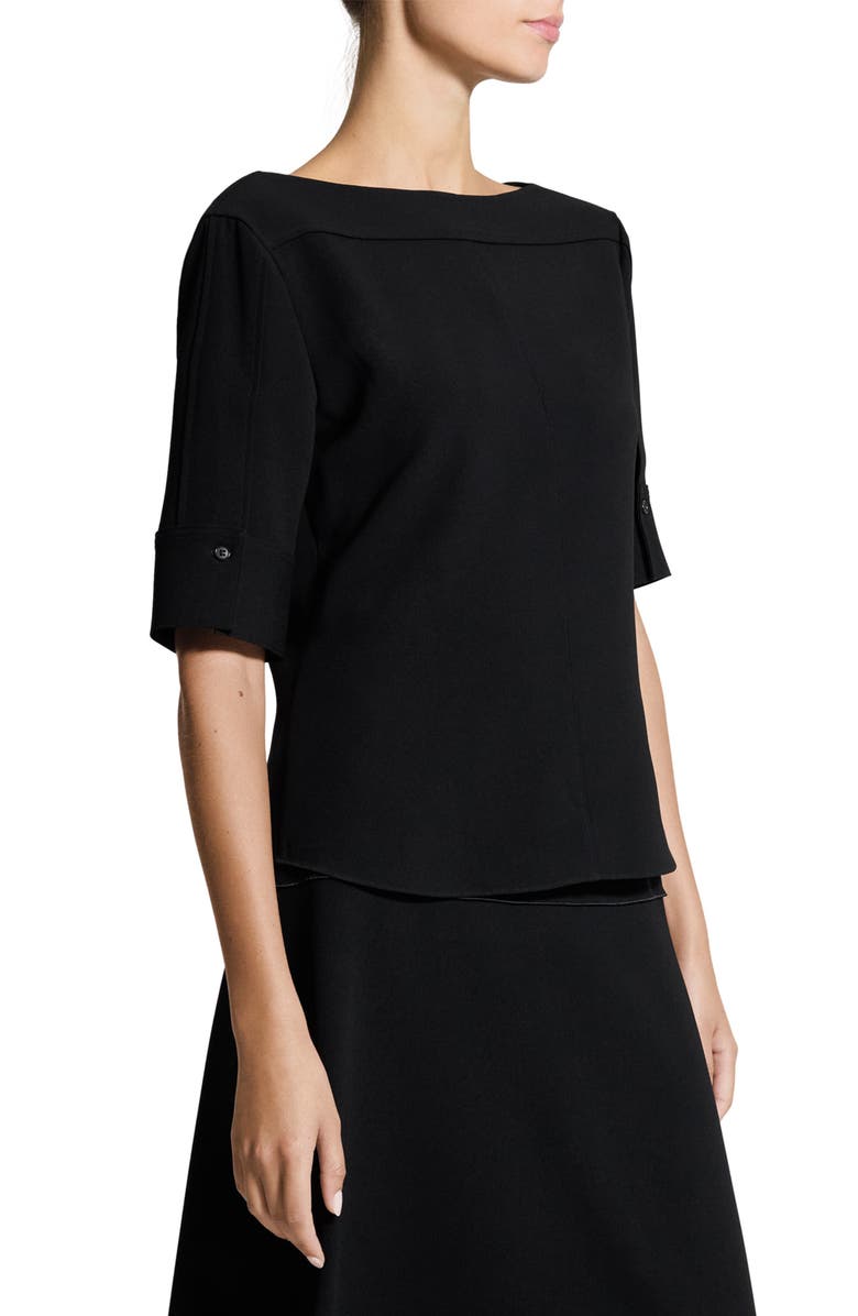 Theory Elbow Sleeve Boat Neck Top, Alternate, color, Black