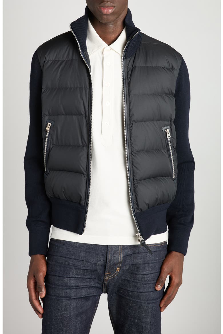 Mixed Media Zip Cardigan, Main, color, HB901 DARK MIDNIGHT BLUE