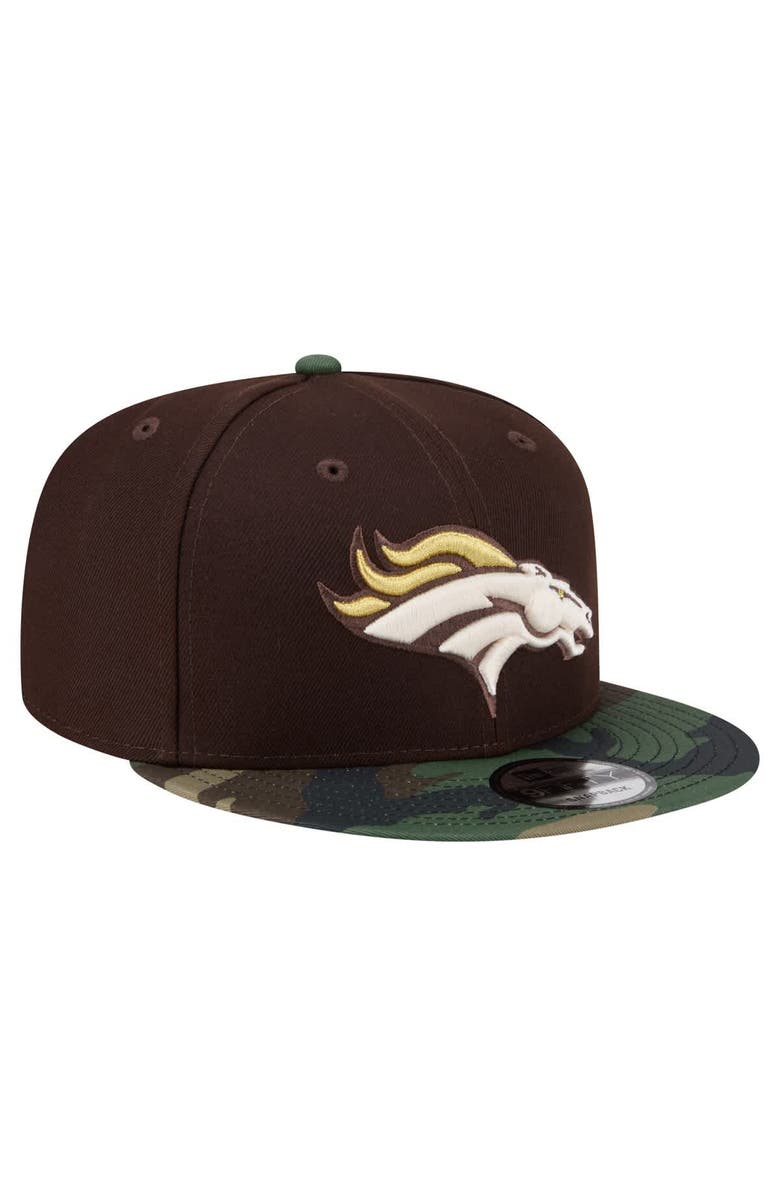 New Era Men's New Era  Dark Brown Denver Broncos Burnt Wood Camo 9FIFTY Snapback Hat, Alternate, color, Dark Brown