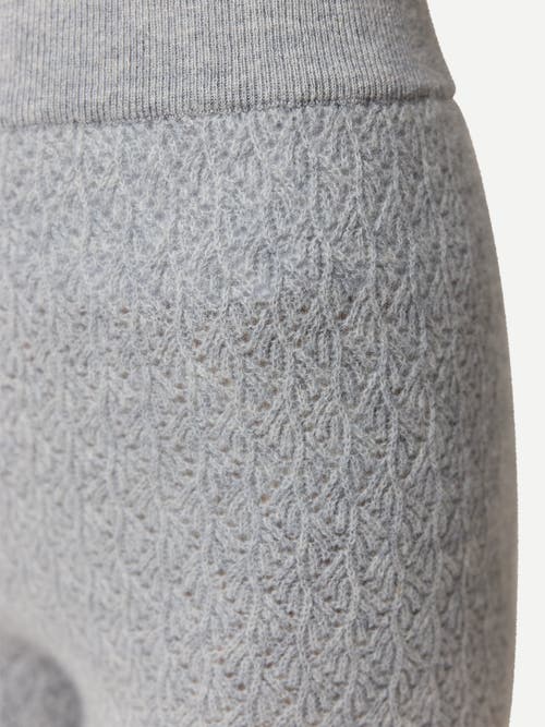 Gobi Cashmere Wide-leg Ajour Knit Cashmere Pants In Gray