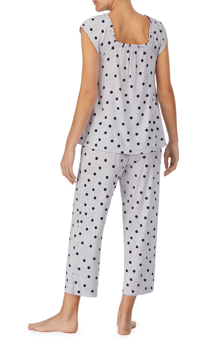 Kate Spade New York polka dot ruffle crop pajamas, Alternate, color,