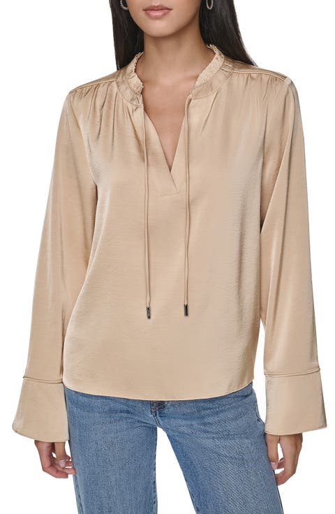 Tie Neck Ruffle Top