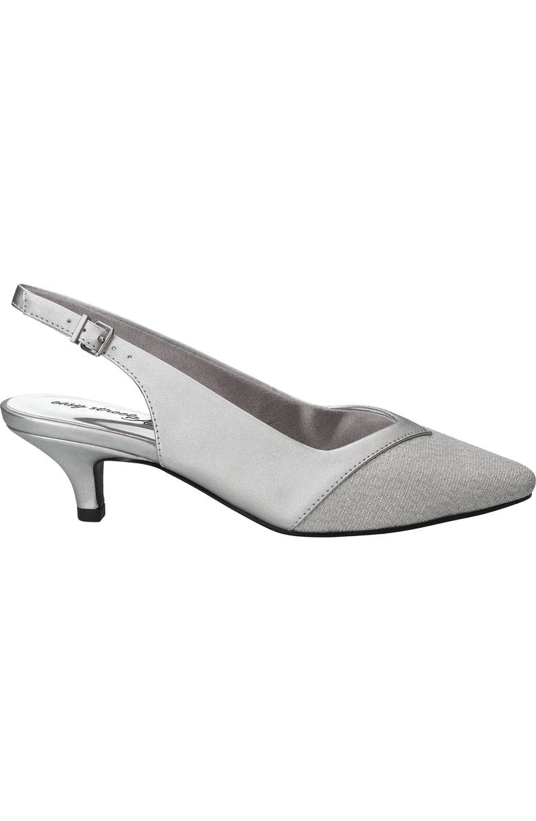 EASY STREET Vivid Kitten Heel Slingback Pump, Alternate, color, Silver Satin-Glitter