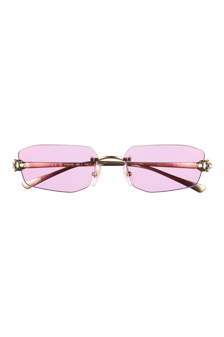56mm Geometric Sunglasses, Main, color, GOLD/ PINK
