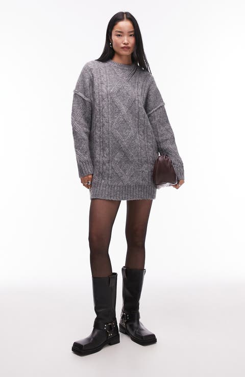 Oversize Long Sleeve Knit Minidress