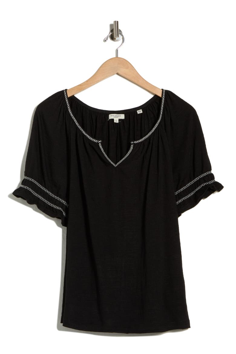 Puff Sleeve Top, Alternate, color, BLACK